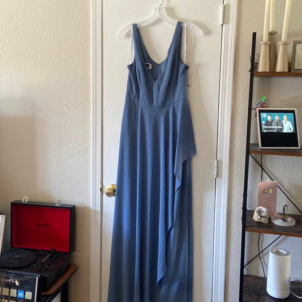 David’s Bridal Steele Blue Bridesmaid Dress